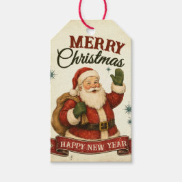 ヴィンテージ レトロ メリークリスマス&良いお年を ギフトタグ