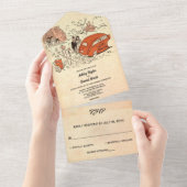 ヴィンテージ レトロ ラスティック カップル コミック テーマ ウェディング オールインワン招待状 (貼ってはがせる)