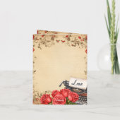 ヴィンテージ レトロ レディ バレンタイン フラット ホリデー カード (裏面)