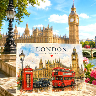 ヴィンテージ レトロ ロンドン ビッグベン イギリス 旅行 シーズンポストカード