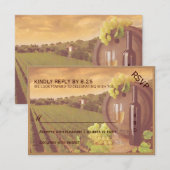 ヴィンテージ レトロ ワイナリー サンセット ウェディング RSVP (正面/裏面)