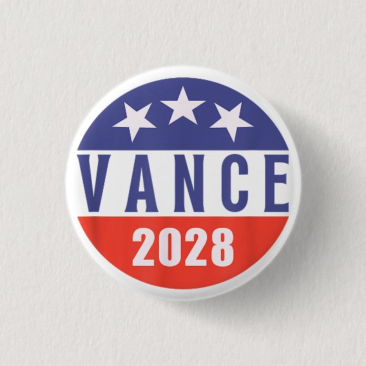 ヴィンテージ・レトロ・ヴァンス2028大統領選挙 缶バッジ (正面)