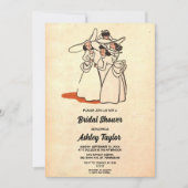 ヴィンテージ レトロ 古い 花嫁の友達 おしゃれな ブライダルシャワー 招待状 (正面)