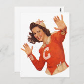 ヴィンテージ レトロ 女性 キッチュ 喫煙 チアリーダー ポストカード (正面/裏面)