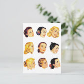 ヴィンテージ レトロ 女性 キッチュ 50年代 ヘッド ポートレート ポストカード (スタンド正面)