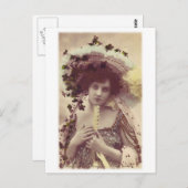 ヴィンテージ レトロ 女性 フランス ヴィクトリア時代の女性 ポストカード (正面/裏面)