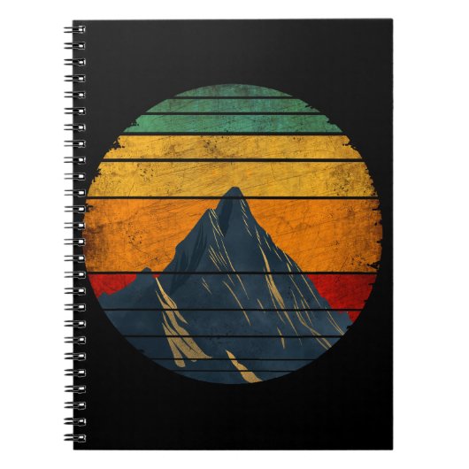 ヴィンテージ レトロ 山 登山 ハイキング 登山家 ノートブック (正面)