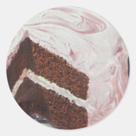 ヴィンテージ レトロ 手作り ケーキ チョコレート ホワイト ラウンドシール