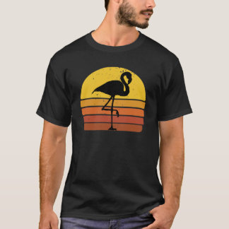 ヴィンテージ レトロ 日没 フラミンゴ 夏 ビーチ  Tシャツ