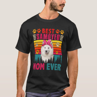 ヴィンテージ レトロ 最高のサモエドのママ カワイイドッグ Tシャツ