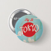ヴィンテージ レトロ 東京へ飛ぶ 旅行ポスター 缶バッジ (正面&裏面)