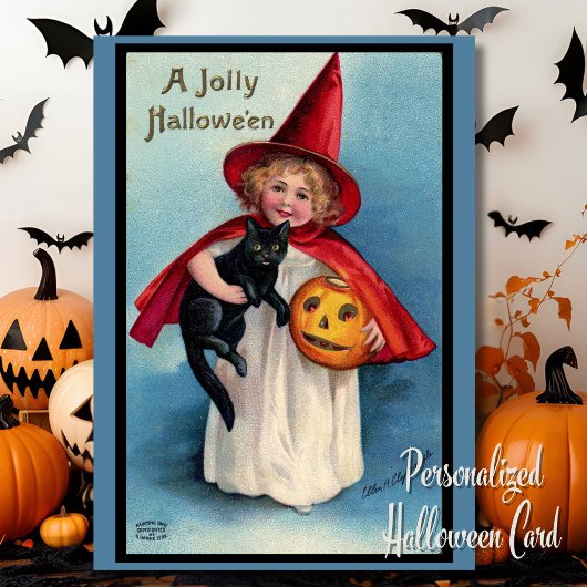 ヴィンテージ レトロ 楽しいハロウィン パーソナライズ シーズンカード