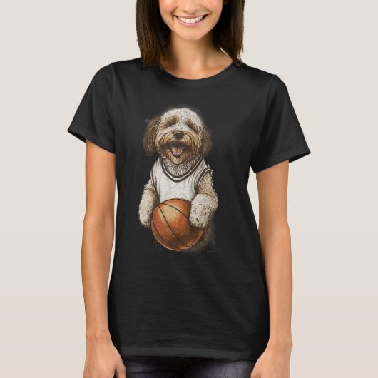 ヴィンテージ レトロ 犬 遊び スケッチ Tシャツ (正面)