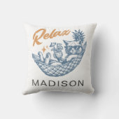 ヴィンテージ レトロ 猫 リラックス ハンモック カクテル おしゃれ クッション (裏面)