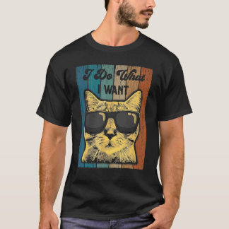 ヴィンテージ レトロ 私は私がしたいことをする 猫 ネコ にゃんこ ねこ メメ Tシャツ