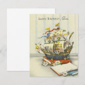 ヴィンテージ レトロ 船 ハッピー バースデー 息子 ノートカード (正面/裏面)