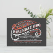ヴィンテージ レトロ 誕生日 BBQ 招待状 (スタンド正面)