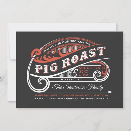 ヴィンテージ レトロ 豚の焼き肉 招待状 (正面)
