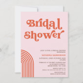 ヴィンテージ レトロ 赤 ピンク ブライダルシャワー 招待状 (正面)