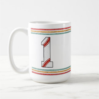ヴィンテージ レトロ 野球 ナンバー1 デザイン コーヒーマグカップ