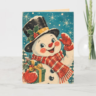 ヴィンテージ レトロ 雪だるま クリスマス ホリデー カード
