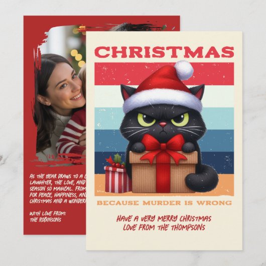 ヴィンテージ レトロ 面白い 猫 レトロ クリスマス 写真 (正面/裏面)