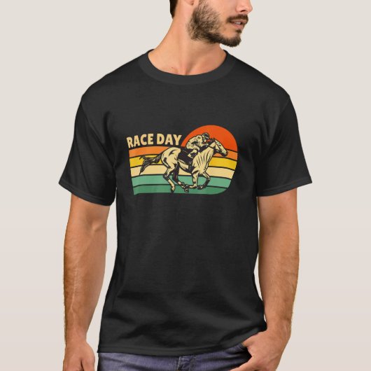 ヴィンテージ レトロ 馬競馬 レース 競馬場 ジョッキー Tシャツ (正面)