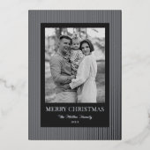 ヴィンテージ　レトロ　黒と白のストライプのクリスマス 箔シーズンカード (正面)