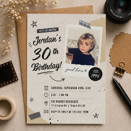 ヴィンテージ レトロ 30歳の誕生日写真 招待状