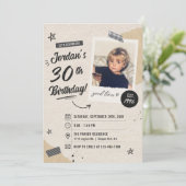 ヴィンテージ レトロ 30歳の誕生日写真 招待状 (スタンド正面)