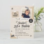 ヴィンテージ レトロ 30歳の誕生日 写真 招待状 (スタンド正面)