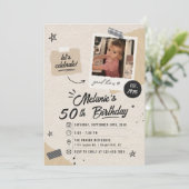 ヴィンテージ レトロ 50歳の誕生日写真 招待状 (スタンド正面)