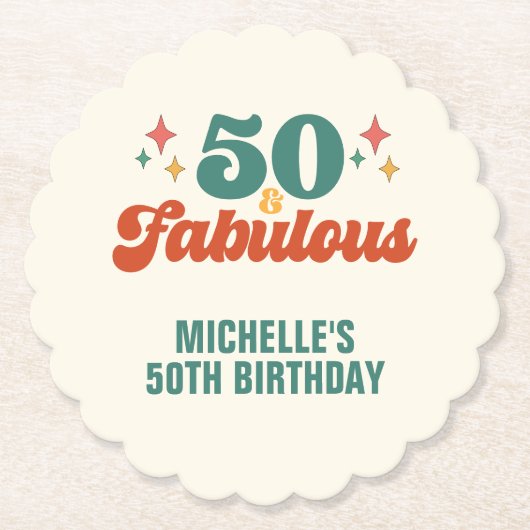 ヴィンテージ レトロ 50歳 お誕生日おめでとう ペーパーコースター (正面)