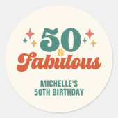ヴィンテージ レトロ 50歳 お誕生日おめでとう ラウンドシール (正面)