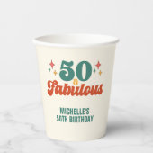ヴィンテージ レトロ 50歳 お誕生日おめでとう 紙コップ (正面)