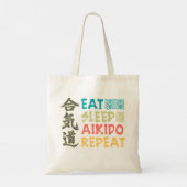 ヴィンテージ・レトロ Eat Sleep 合気道 Repeat トートバッグ (裏面)