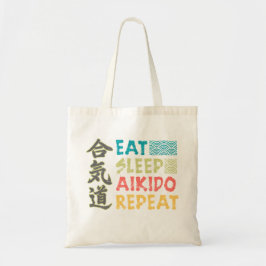 ヴィンテージ・レトロ Eat Sleep 合気道 Repeat トートバッグ