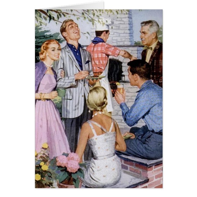 ヴィンテージ-レトロBBQのパーティー及び物知り顔、 (正面)