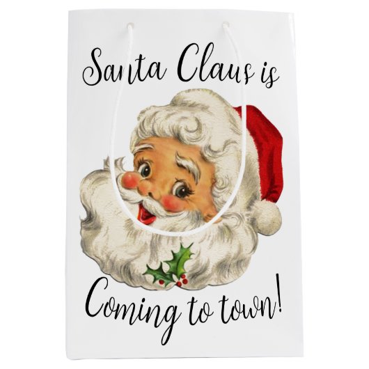 ヴィンテージ/レトロSANTAクリスマス ミディアムペーパーバッグ