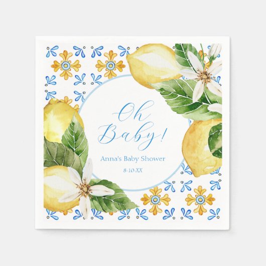 ヴィンテージ レモン シャワーナプキン スタンダードカクテルナプキン (正面)