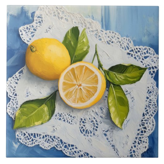 ヴィンテージ レモン ラース セラミック タイル ファームハウス チャーム (正面)