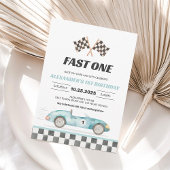 ヴィンテージ レーシングカー ファストワン 1st バースデー招待状 招待状