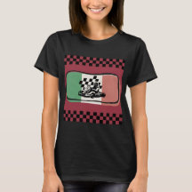 ヴィンテージ・レーシング・チェッカーフラッグ 女性用Tシャツ