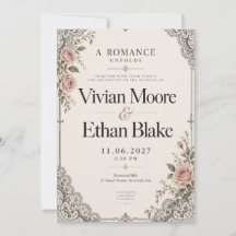 ヴィンテージ レースのピンクのバラの結婚式