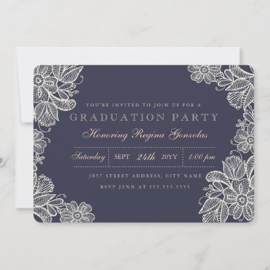 ヴィンテージ・レースの卒業式 招待状 (正面)