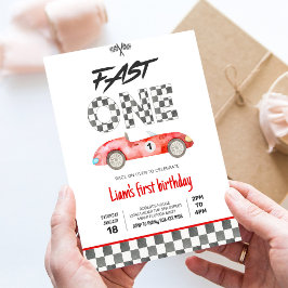 ヴィンテージ レースカー 1歳 誕生日 招待状