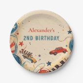 ヴィンテージ レースカー 2才の誕生日 ペーパープレート (正面)