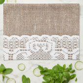 ヴィンテージ、レース、ぼろぼろのバーラップ、ビクトリアングランジ キッチンタオル (折り畳み)