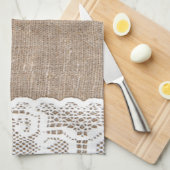 ヴィンテージ、レース、ぼろぼろのバーラップ、ビクトリアングランジ キッチンタオル (四つ折り)