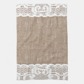 ヴィンテージ、レース、ぼろぼろのバーラップ、ビクトリアングランジ キッチンタオル (縦)